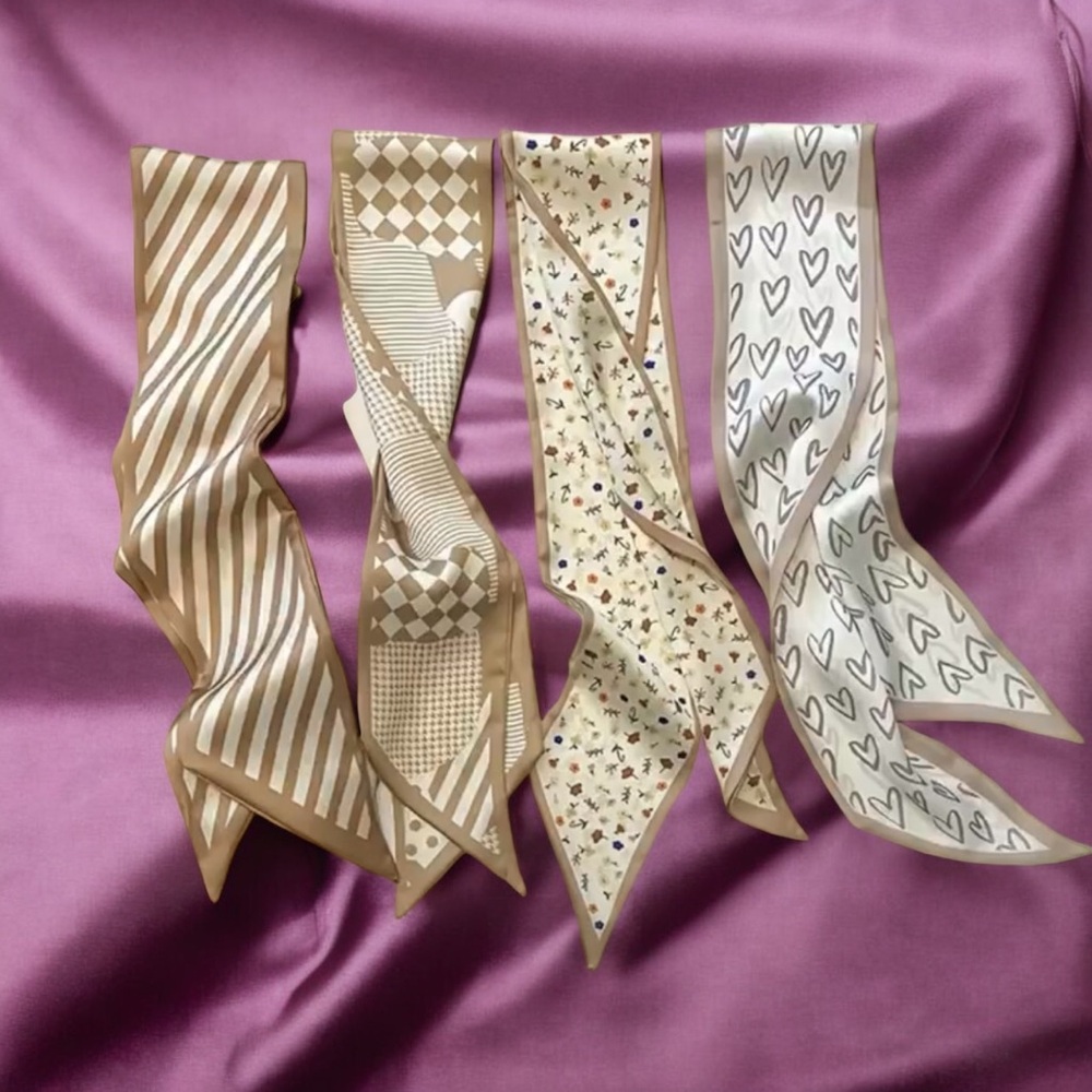 4 Piece Satin Style Khaki Tan Floral Selection Twillies